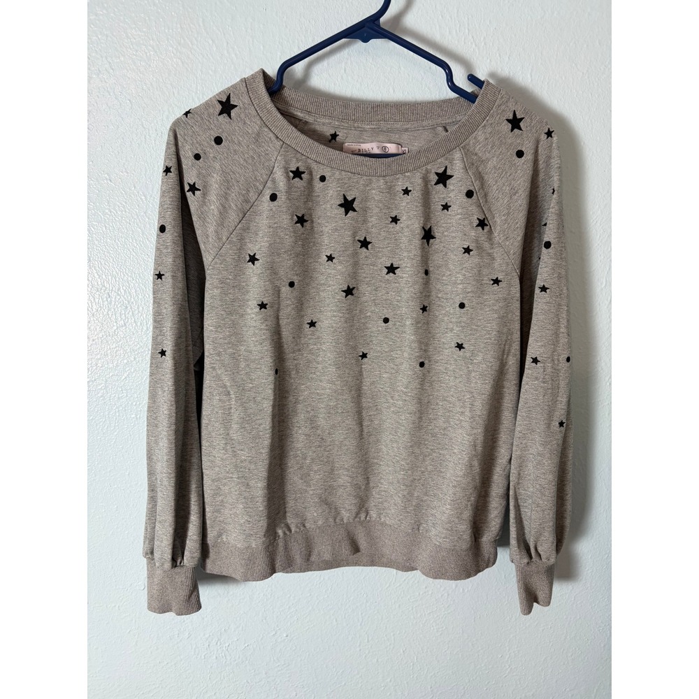 Billy T Gray Star Flocked Sweatshirt Crewneck Raglan Pullover XS Celestial Y2K